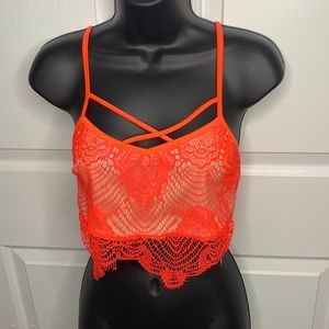 Charlotte Russe Orange Lace Crop Top